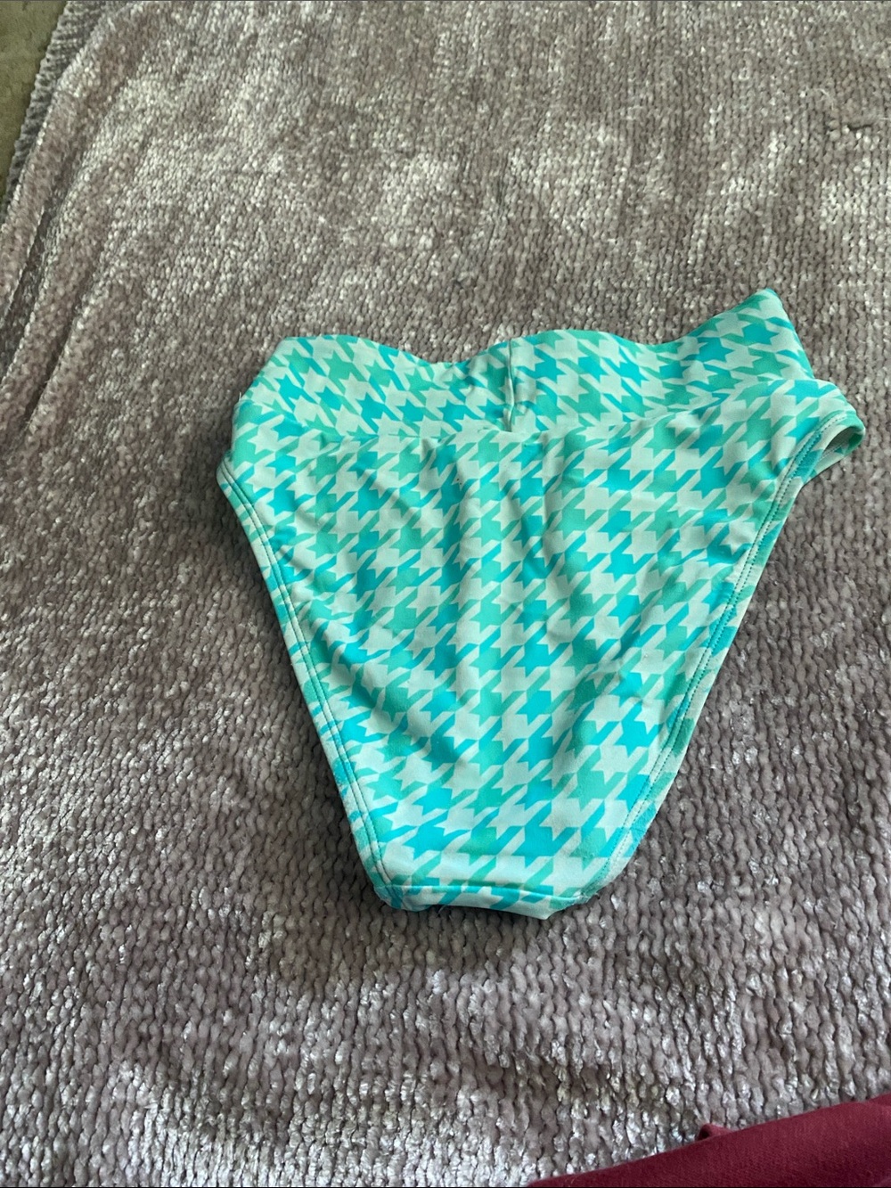 Women’s High Waist Swim Bottoms in Aqua Houndstooth - Picture 2 of 2